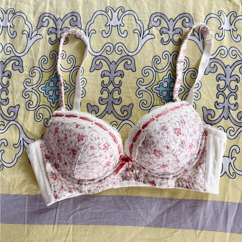 Goelia pink flower padded bra, 36B